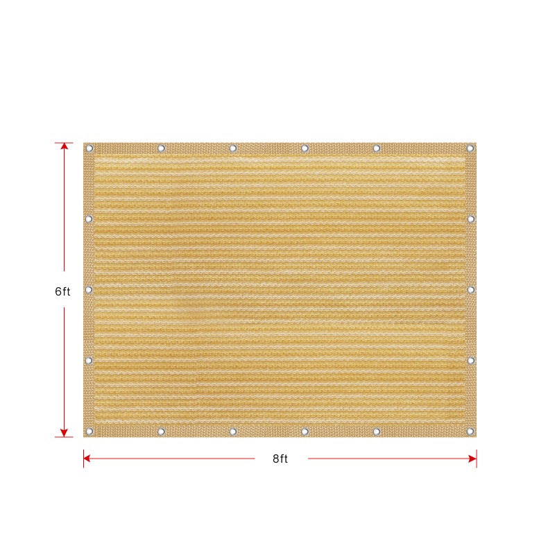 Shatex 90% Shade Fabric 6' x 8' Sun Shade Cloth with Grommets for Pergola Cover Canopy, Wheat, 12 Bungee Balls - Image 3